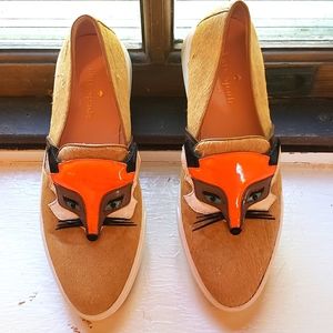 KATE SPADE ERIKA FOX REAL FUR LOAFERS